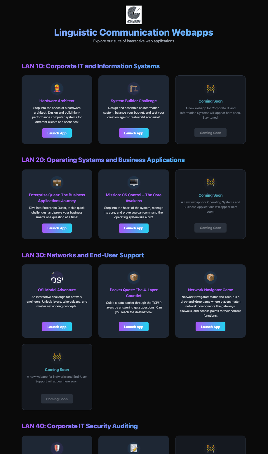 WebApps Portal — Suite d’apprentissage immersive